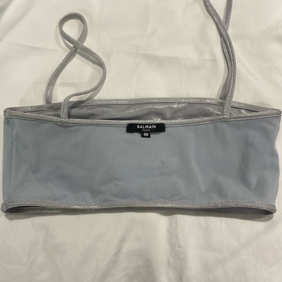 BALMAIN Two-Piece Logo Embossed Bandeau Bikini Set - Picture 2 of 14